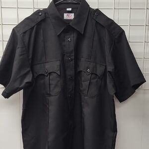 Men's Short Sleeve Black Button Up Shirt Size XL